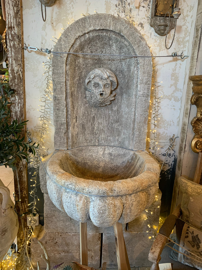 Antique 16th Century Limestone Wall Fountain