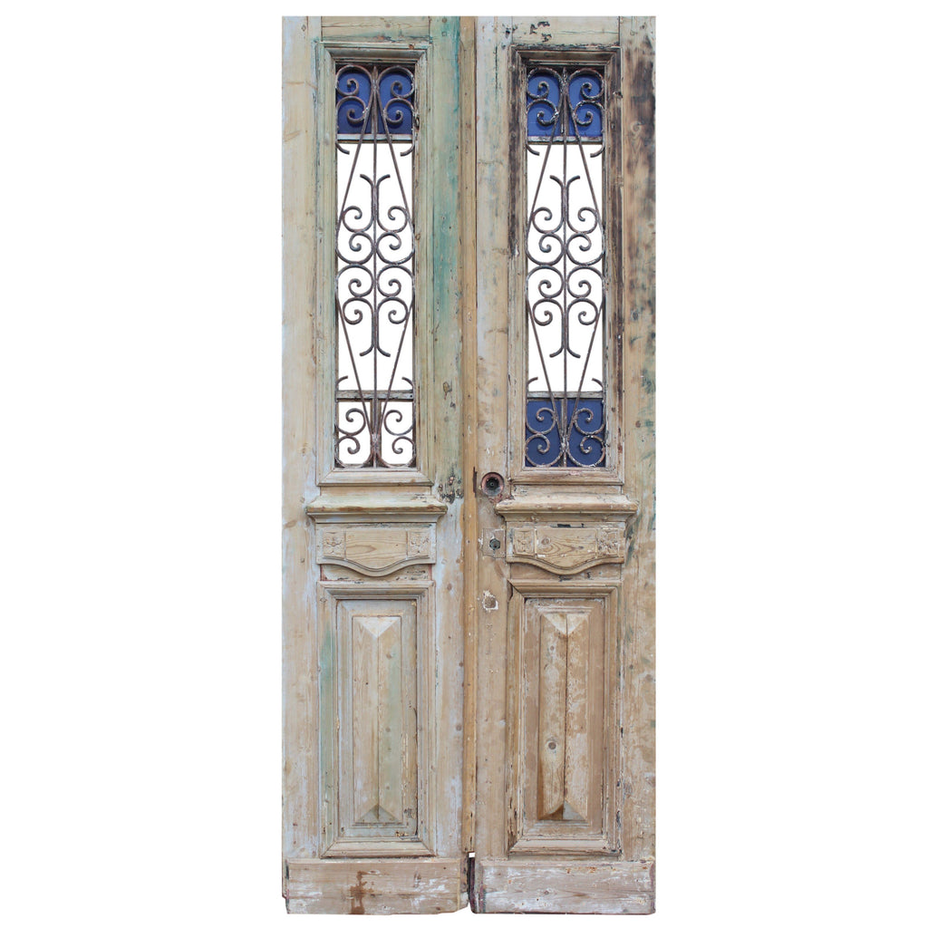 Pair of French doors with Iron Scroll Panel Renée Taylor Interiors 